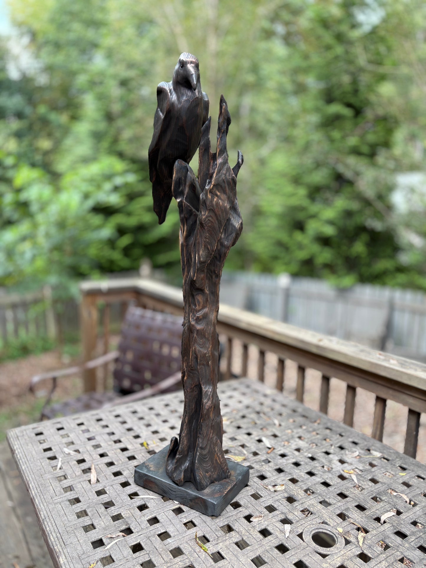 "MYSTIC DAWN" HAND CARVED WHITE PINE & CYPRESS SCULPTURE