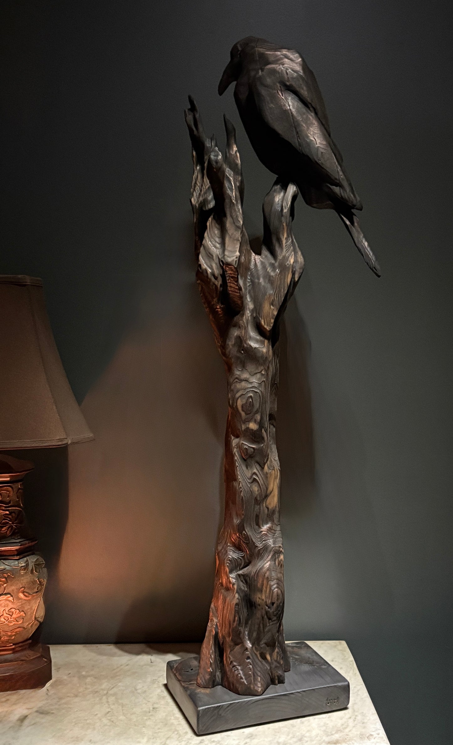 "MYSTIC DAWN" HAND CARVED WHITE PINE & CYPRESS SCULPTURE