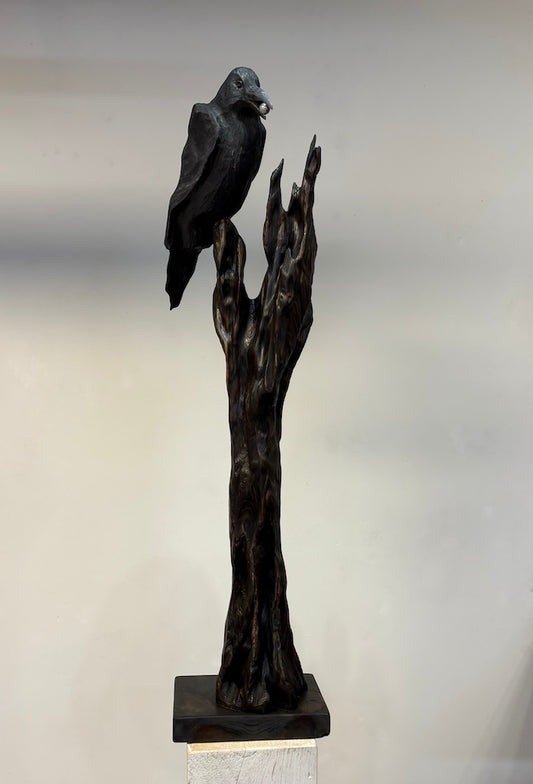 "MYSTIC DAWN" HAND CARVED WHITE PINE & CYPRESS SCULPTURE