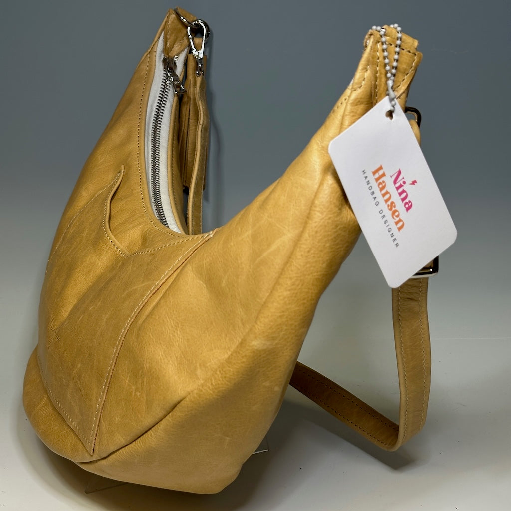 BOHO LEATHER CRESCENT SHOULDER BAG, GOLDEN NH110