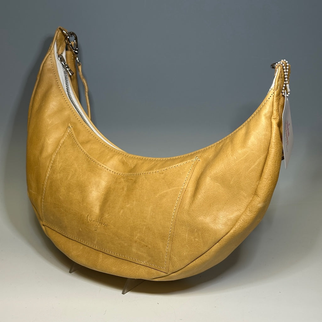 BOHO LEATHER CRESCENT SHOULDER BAG, GOLDEN NH110
