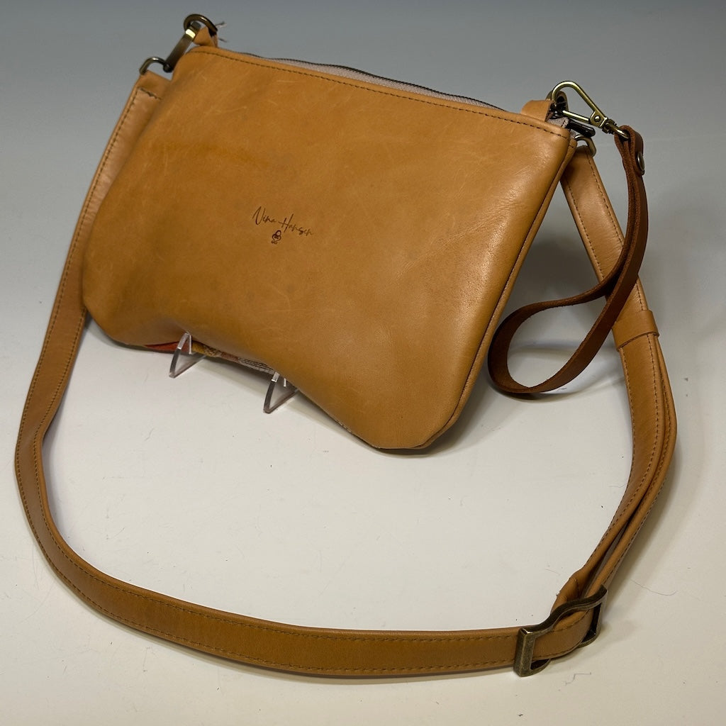 SUNNY 3 WAY - CROSSBODY/WRISTLET/HAND HELD, LEATHER AND VINTAGE TEXTILE NH116