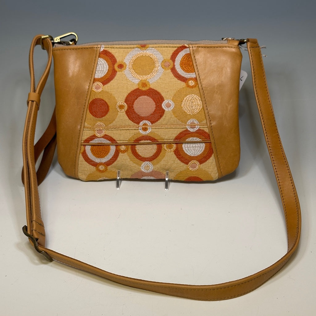 SUNNY 3 WAY - CROSSBODY/WRISTLET/HAND HELD, LEATHER AND VINTAGE TEXTILE NH116