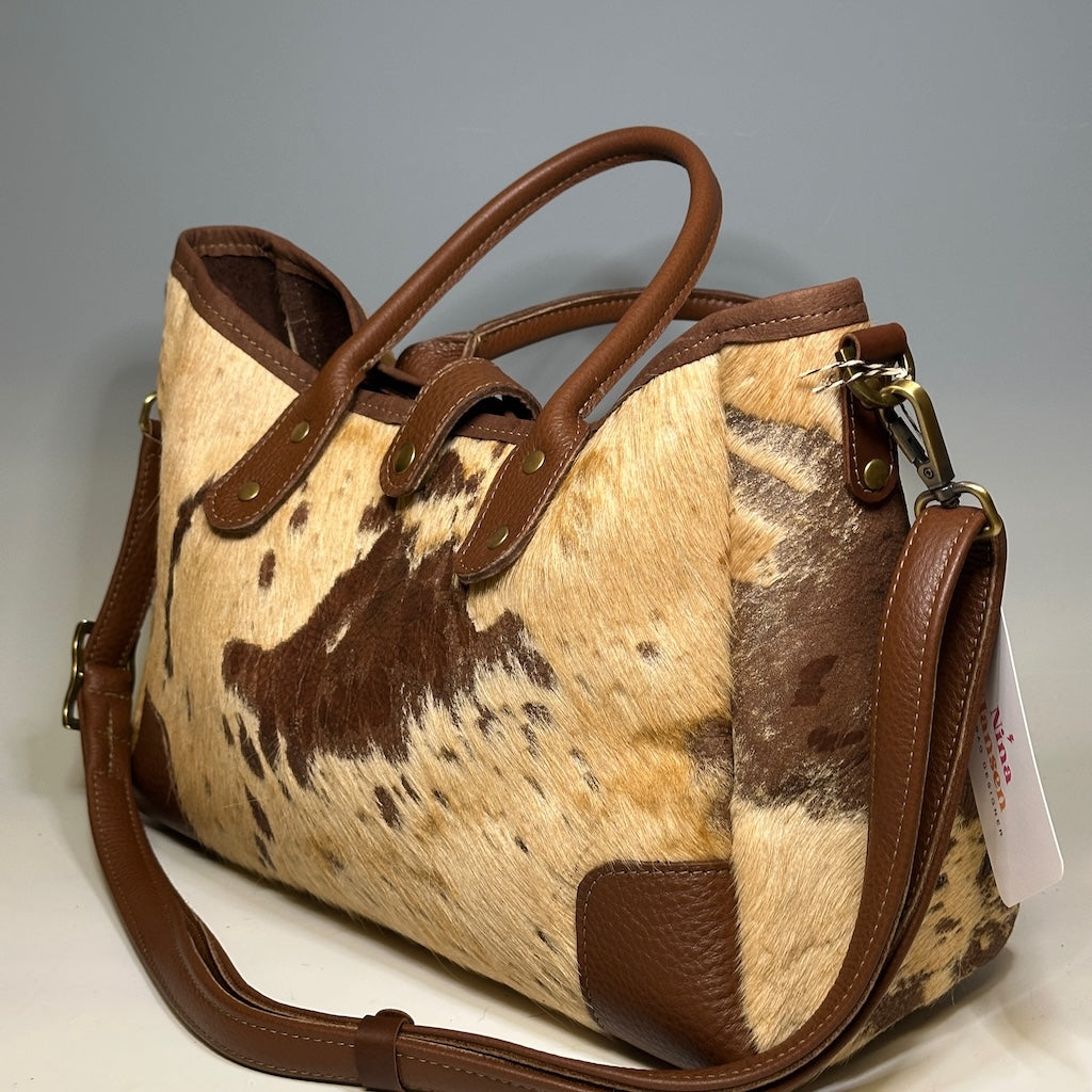 TODAY TOTE LEATHER HIDE AND LEATHER TRIM, BROWN NH122