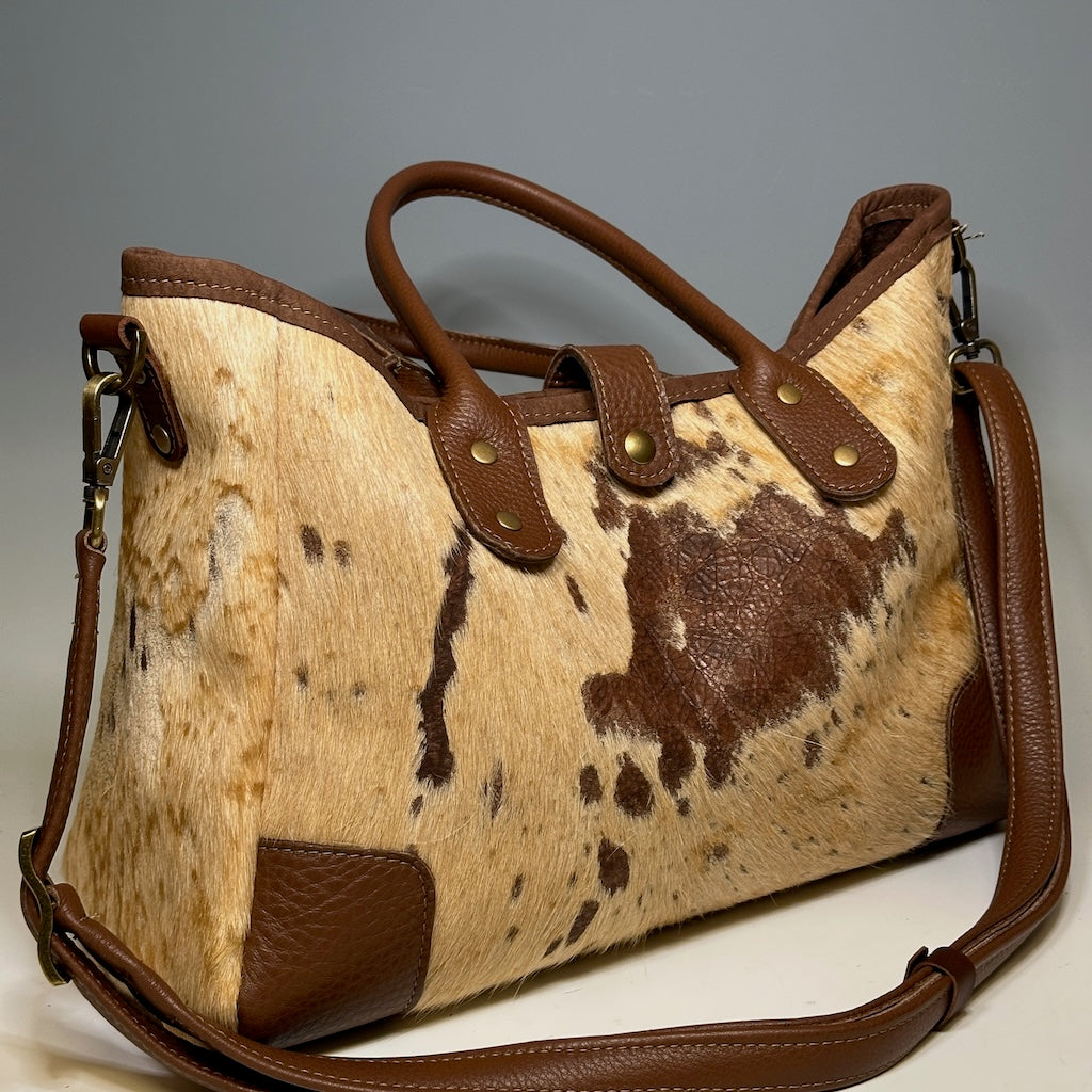 TODAY TOTE LEATHER HIDE AND LEATHER TRIM, BROWN NH122