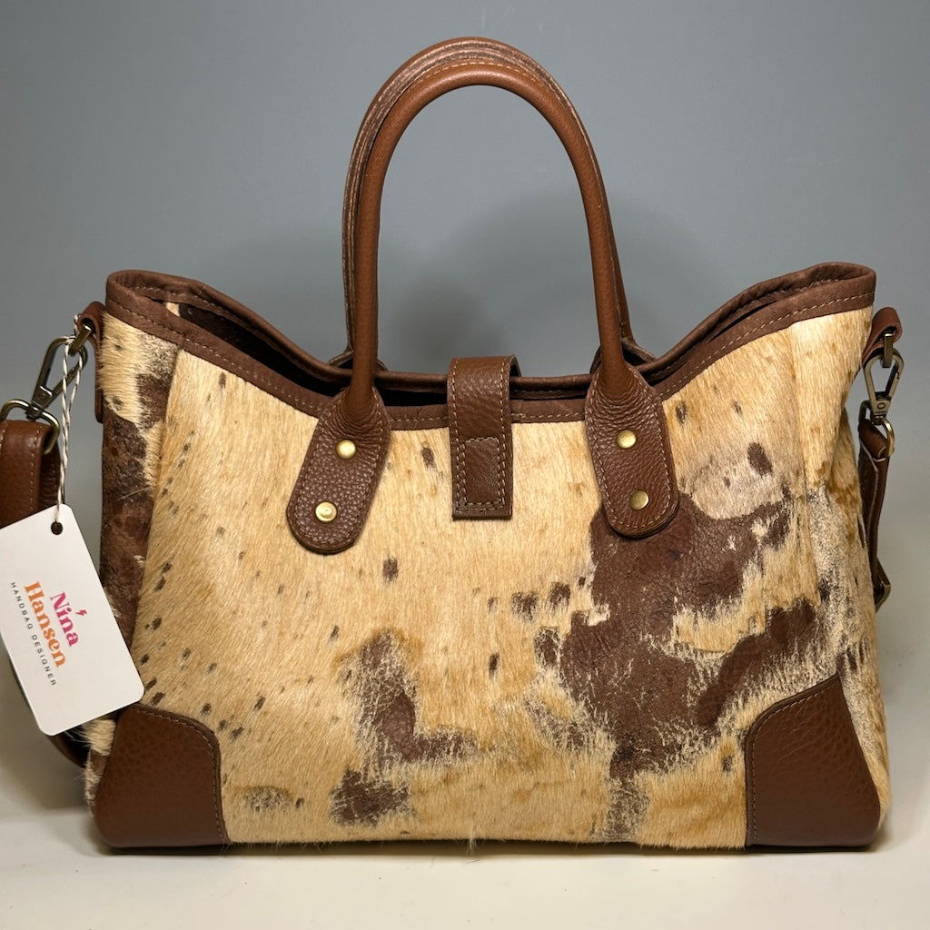 TODAY TOTE LEATHER HIDE AND LEATHER TRIM, BROWN NH122
