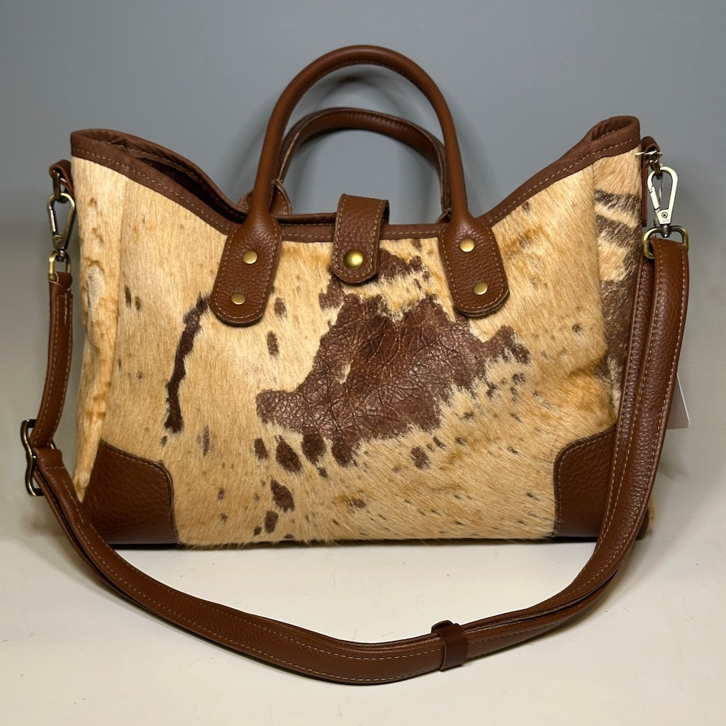 TODAY TOTE LEATHER HIDE AND LEATHER TRIM, BROWN NH122