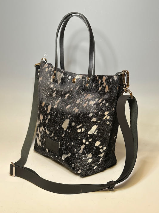 PLAY DATE CROSSBODY/HAND HELD METALLIC SILVER ACID WASHED LEATHER HANDBAG NH143