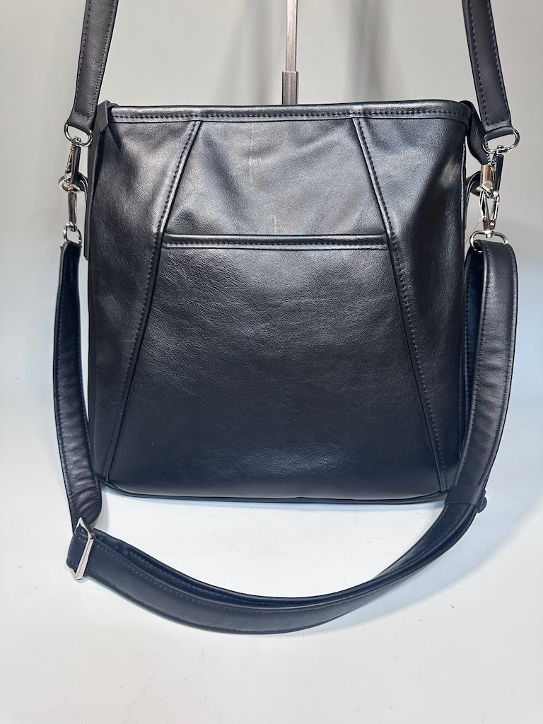 ABSTRACT TOTE IN BLACK LEATHER NH168