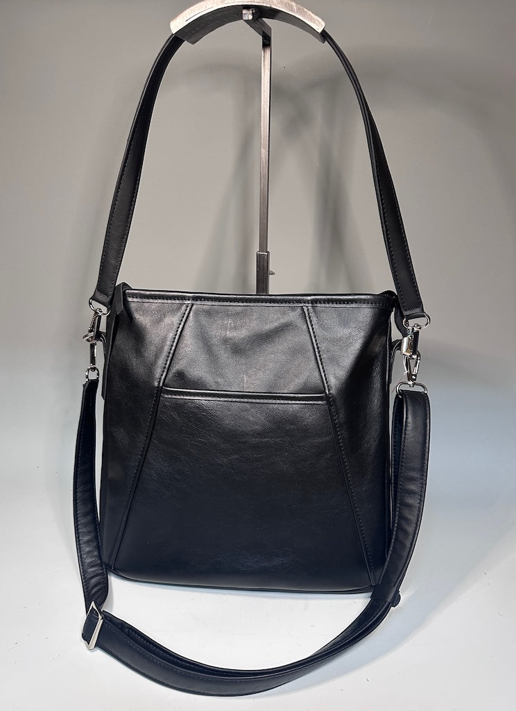 ABSTRACT TOTE IN BLACK LEATHER NH168
