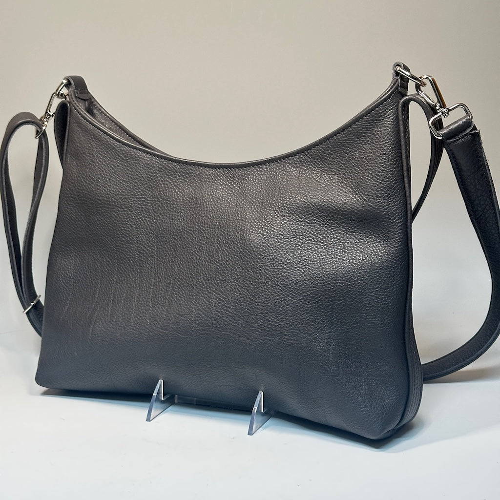 SERENDIPITY CHARCOAL GREY LEATHER HANDBAG NH174