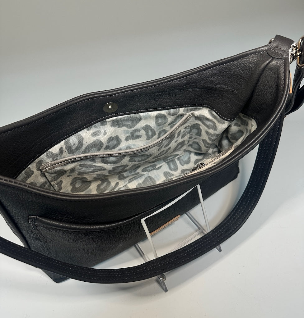 SERENDIPITY CHARCOAL GREY LEATHER HANDBAG NH174