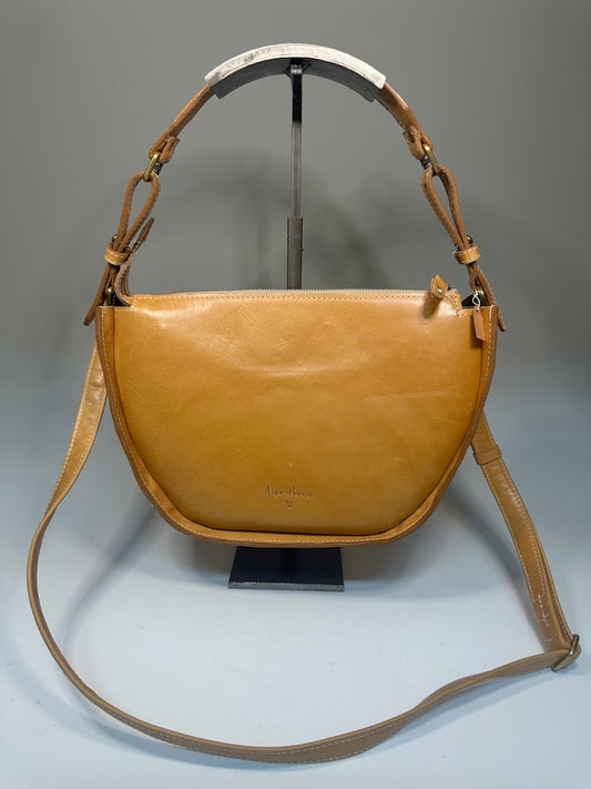 CRESCENDO STRAIGHT TOP BROWN LEATHER HANDBAG NH178