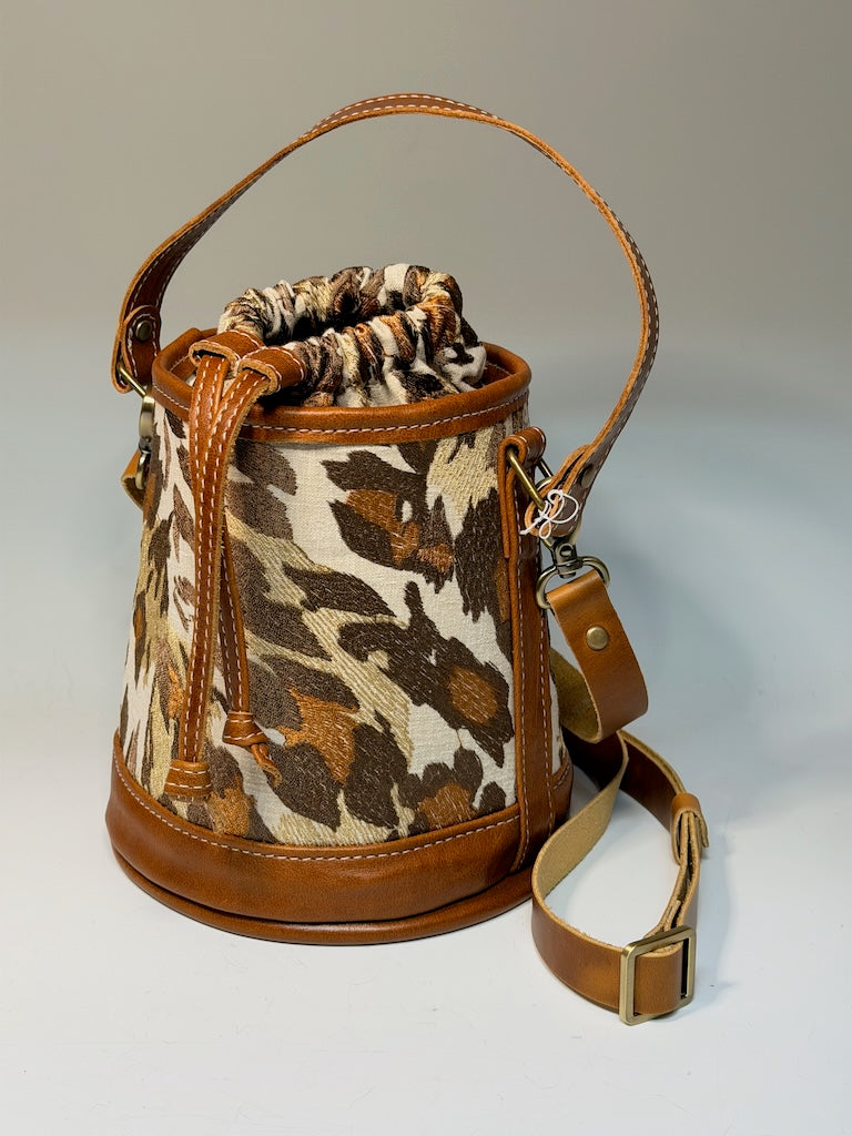 BUCKET BAG, BROWN VARIEGATED HANDBAG NH181
