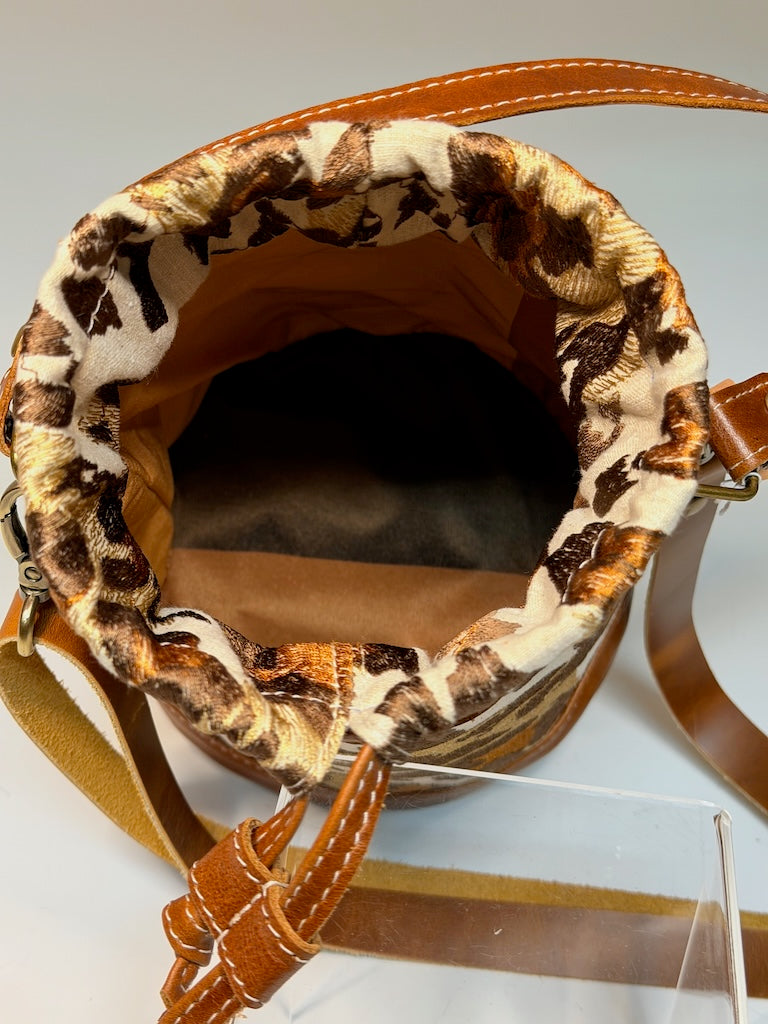 BUCKET BAG, BROWN VARIEGATED HANDBAG NH181