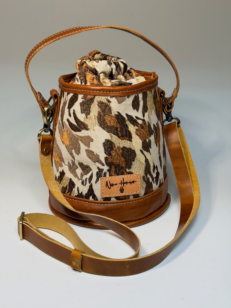 BUCKET BAG, BROWN VARIEGATED HANDBAG NH181