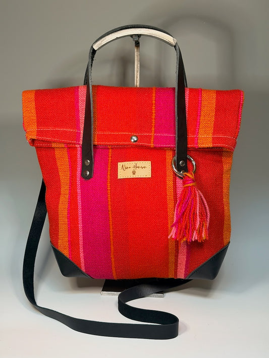 FOLD OVER TOTE IN HAND WOVEN TAPESTRY NH193