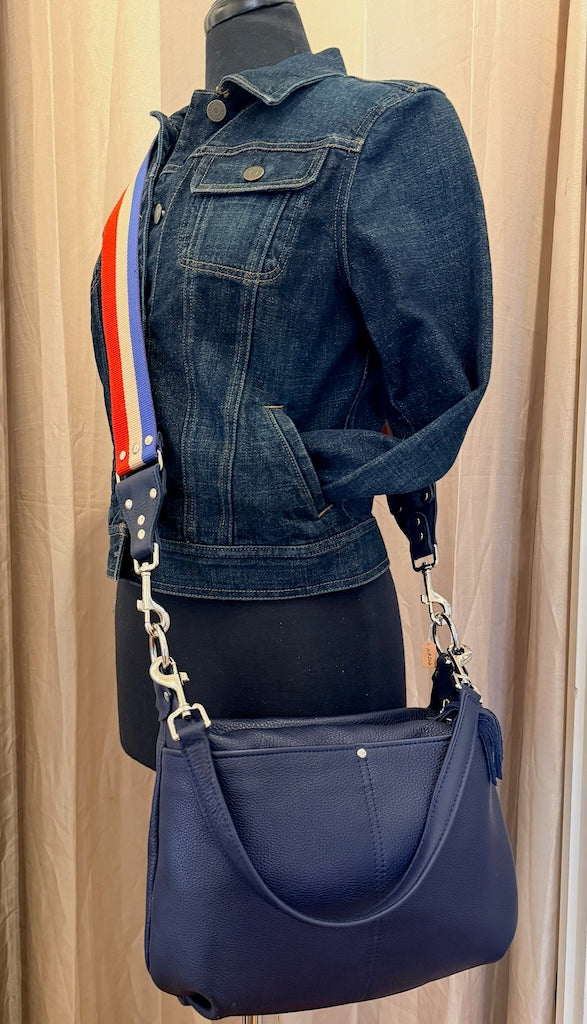 NAVY LEATHER HOBO BAG - NH206