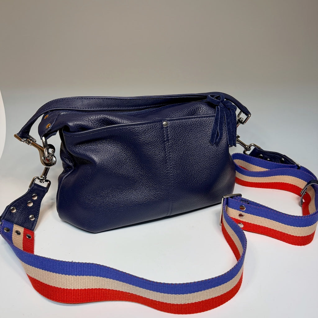 NAVY LEATHER HOBO BAG - NH206