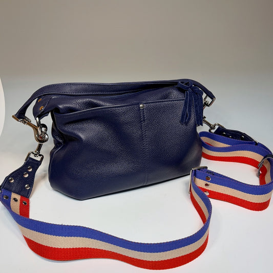 NAVY LEATHER HOBO BAG - NH206