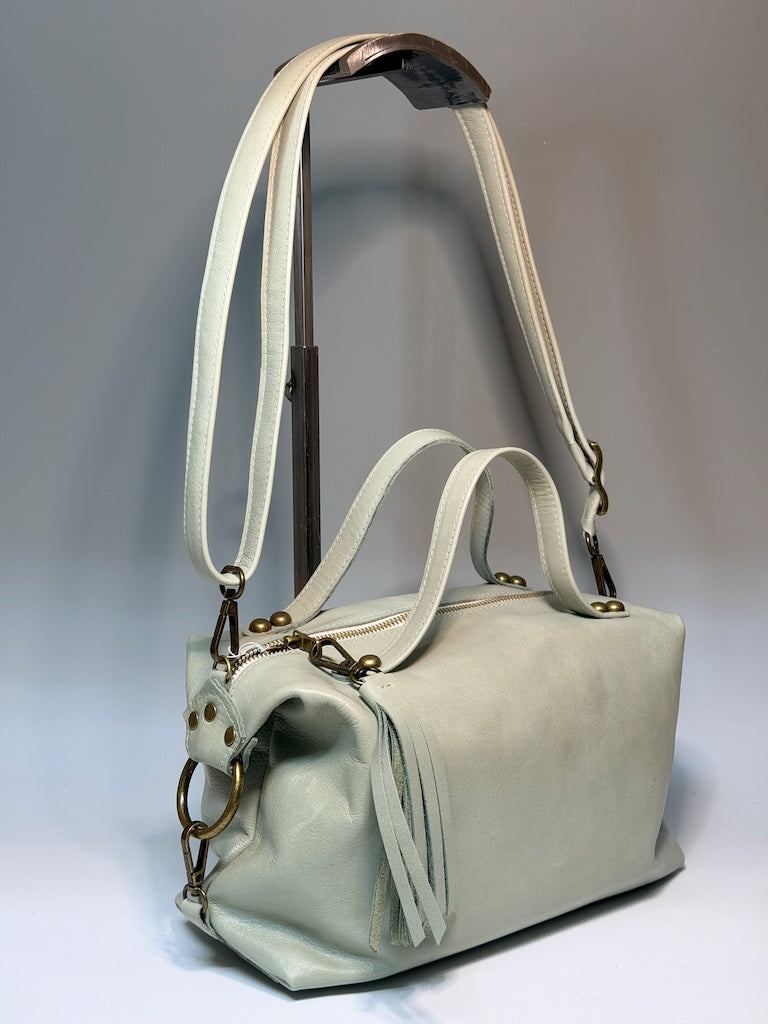 LIGHT SAGE GREEN LEATHER CAISSON - NH208