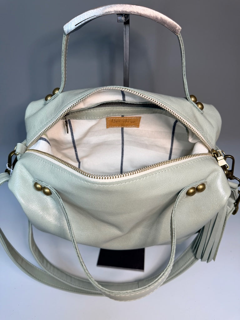 LIGHT SAGE GREEN LEATHER CAISSON - NH208