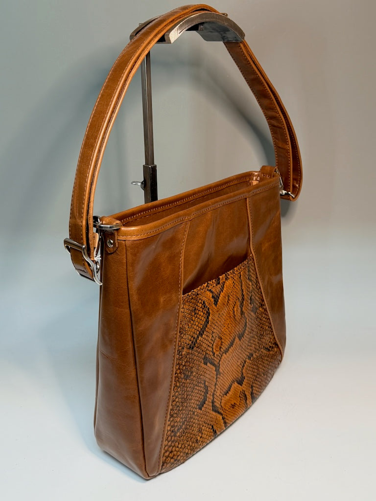 ABSTRACT TOTE SNAKE SKIN AND LEATHER - NH209