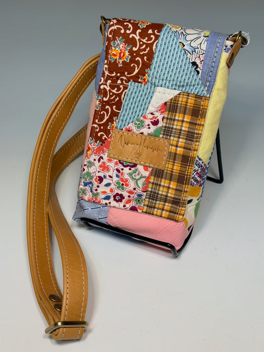 VINTAGE QUILT PHONE BAG - BLUE MULTI - NH212