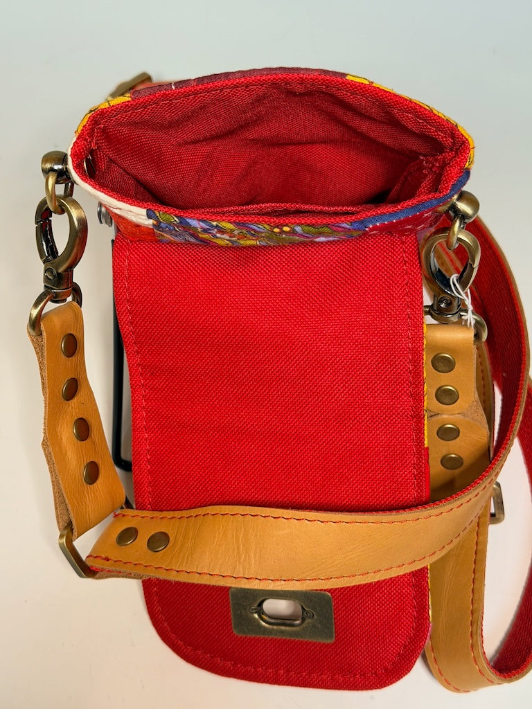 VINTAGE QUILT PHONE BAG - RED MULTI - NH213
