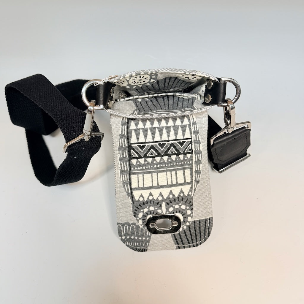 GREY PATTERNED CANVAS PHONE BAG - NH219