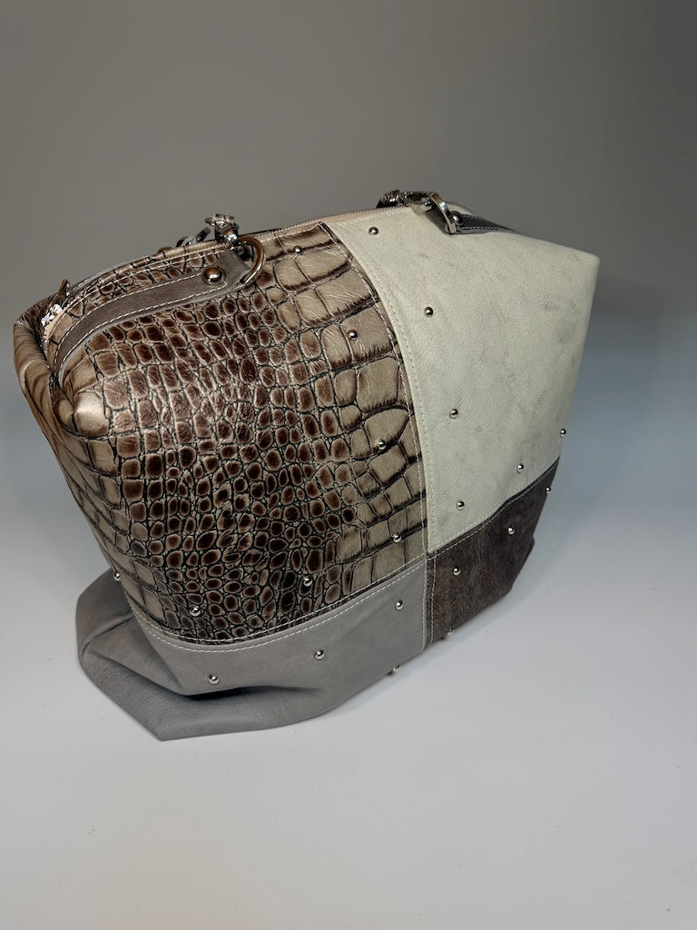 THE LEATHER PATCHWORK BOXY TOTE - NH228
