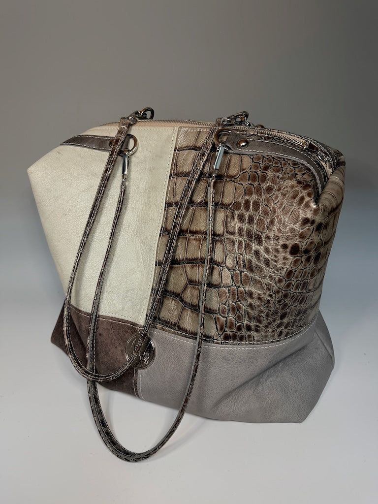 THE LEATHER PATCHWORK BOXY TOTE - NH228