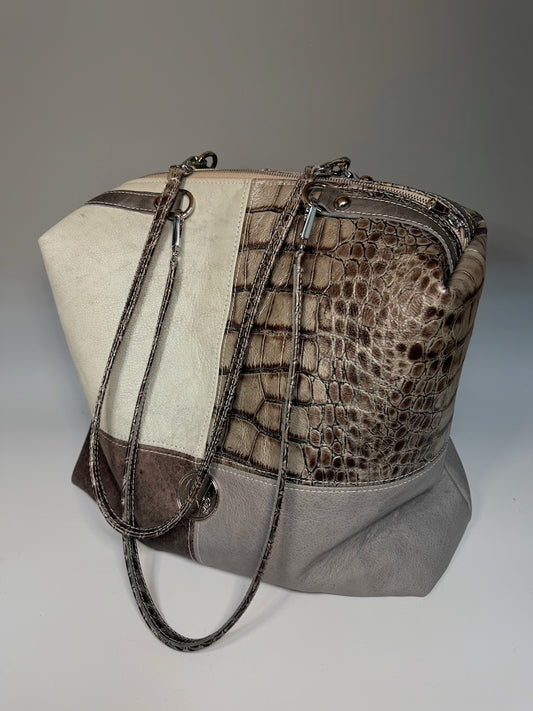 THE LEATHER PATCHWORK BOXY TOTE - NH228