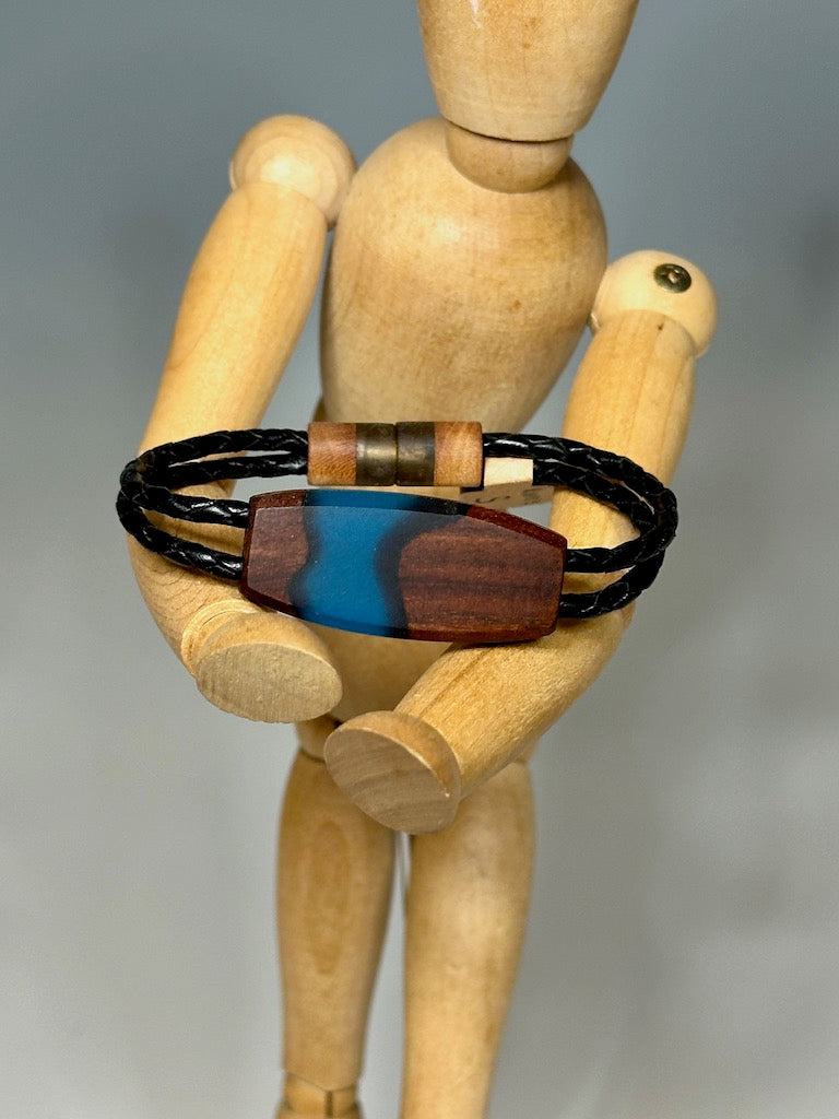 Women's Mixed Media and Rosewood Wood Leather Bracelet - NL180