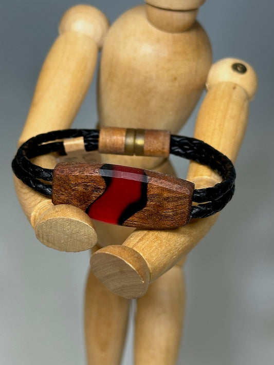 Women's Mixed Media and Sapale Wood Leather Bracelet - NL181