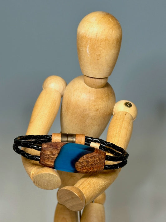 Women's Mixed Media and Sapale Wood Leather Bracelet - NL186