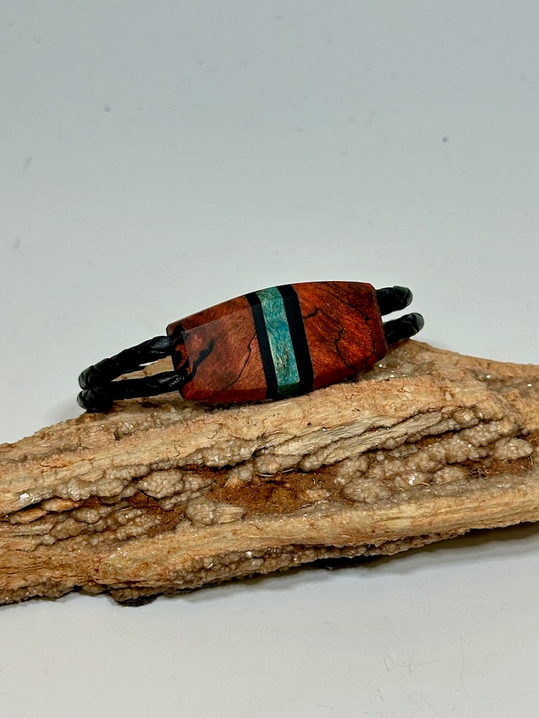 Mixed Media Wood Symmetry Leather Bracelet - NL200