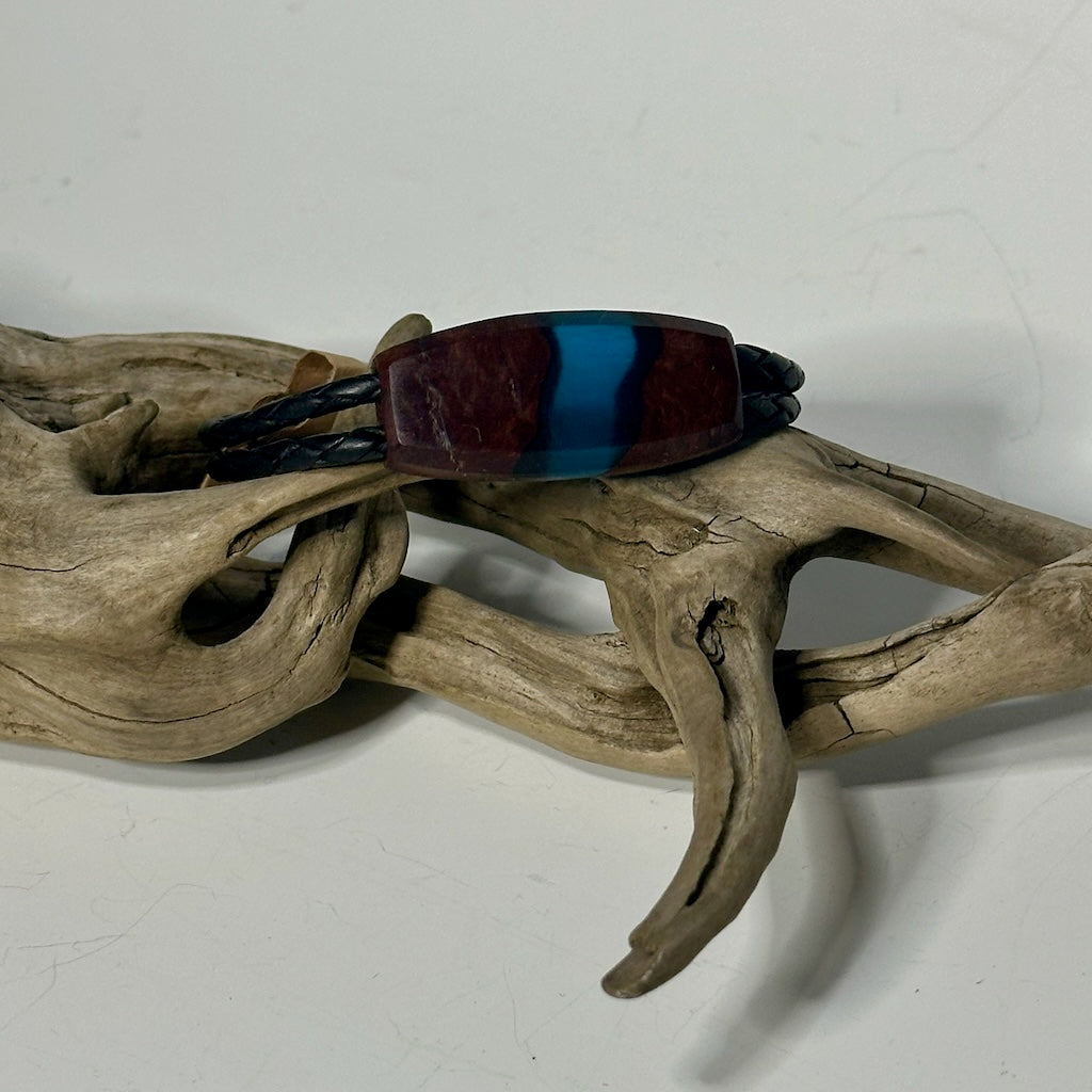 X SMALL MIXED MEDIA WOOD RIVER MAGNETIC CLASP BRACELET NL220