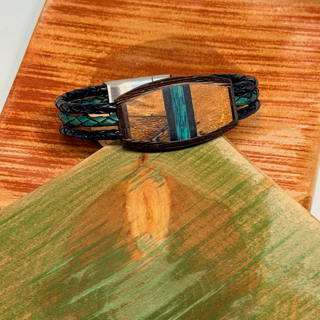 X SMALL MIXED MEDIA WOOD RIVER II MAGNETIC CLASP BRACELET NL312