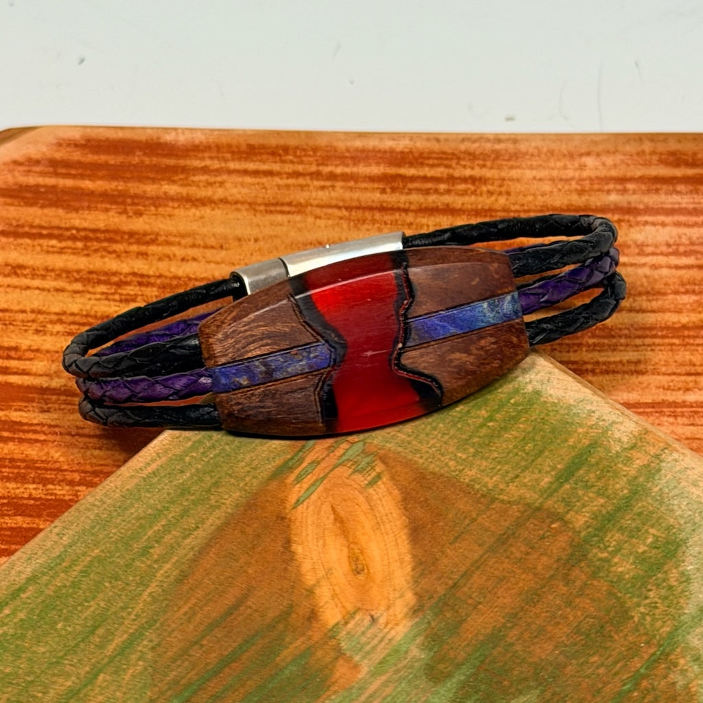 SMALL MIXED MEDIA WOOD RIVER II MAGNETIC CLASP BRACELET NL318