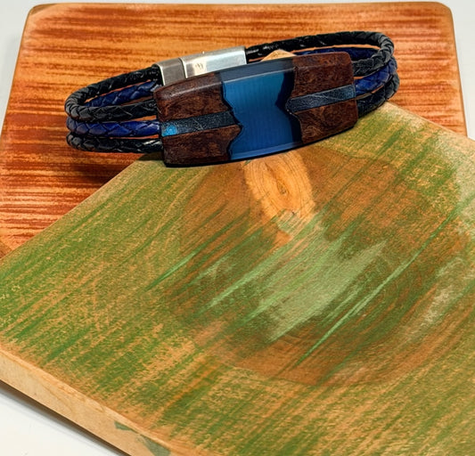 EXTRA LARGE MIXED MEDIA WOOD RIVER II MAGNETIC CLASP BRACELET NL340