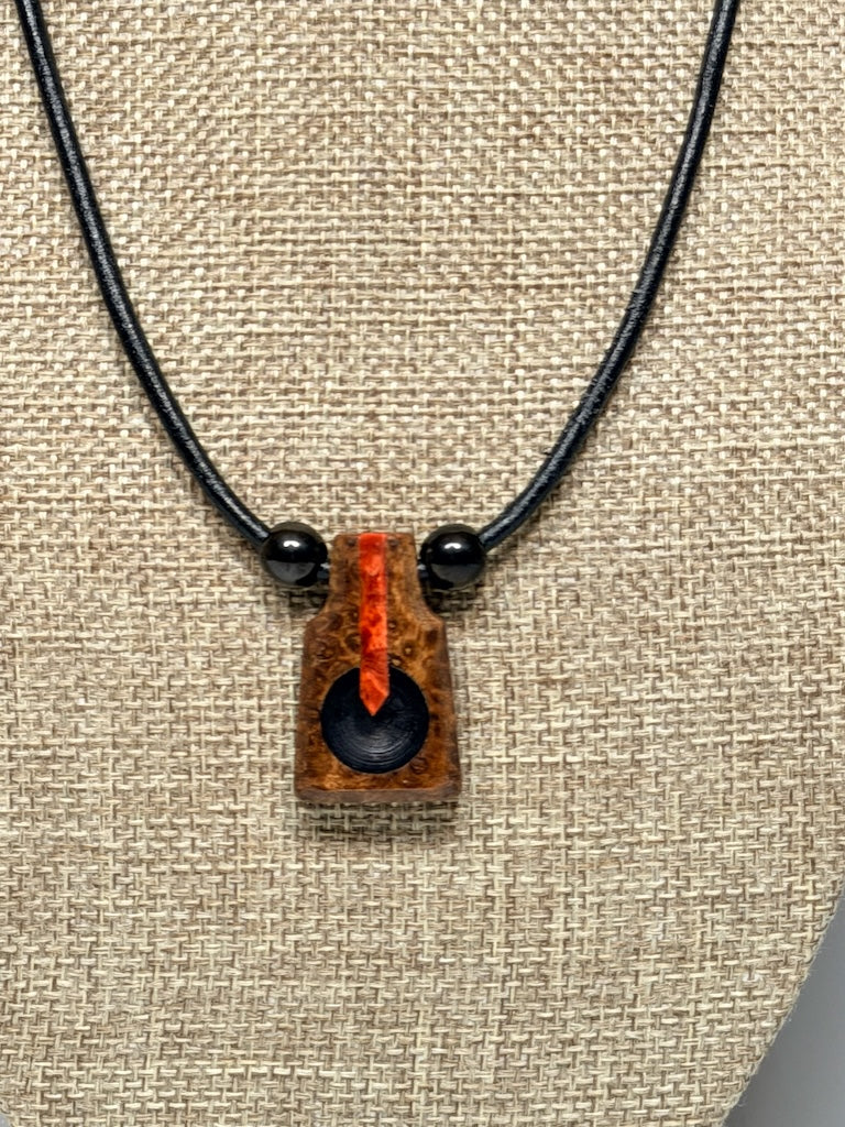 NEXUS MIXED MEDIA AND WOOD NECKLACE WITH STAINLESS STEEL CLOSURE - NL345