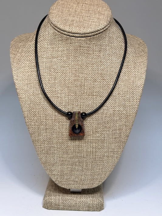NEXUS MIXED MEDIA AND WOOD NECKLACE WITH STAINLESS STEEL CLOSURE - NL346