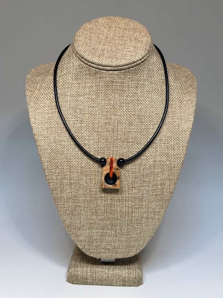 NEXUS MIXED MEDIA AND WOOD NECKLACE WITH STAINLESS STEEL CLOSURE - NL347