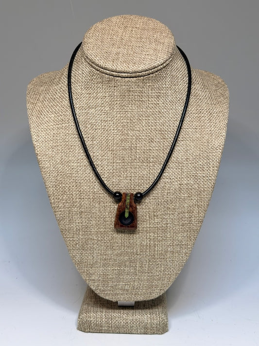 NEXUS MIXED MEDIA AND WOOD NECKLACE WITH STAINLESS STEEL CLOSURE - NL348