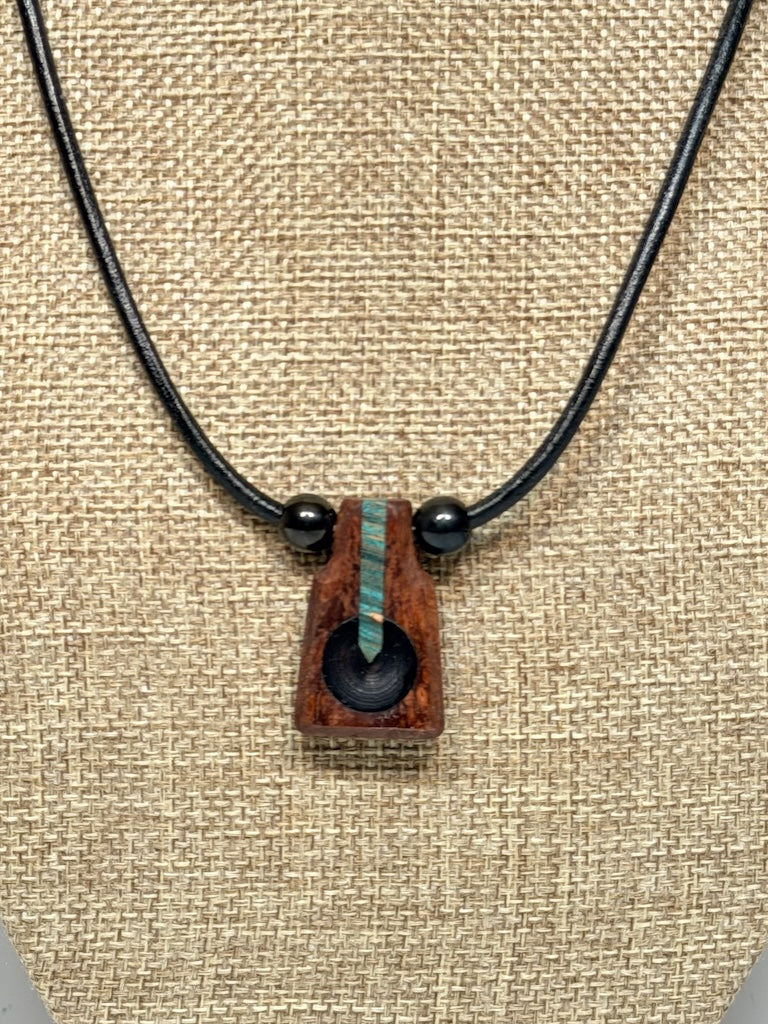 NEXUS MIXED MEDIA AND WOOD NECKLACE WITH STAINLESS STEEL CLOSURE - NL349