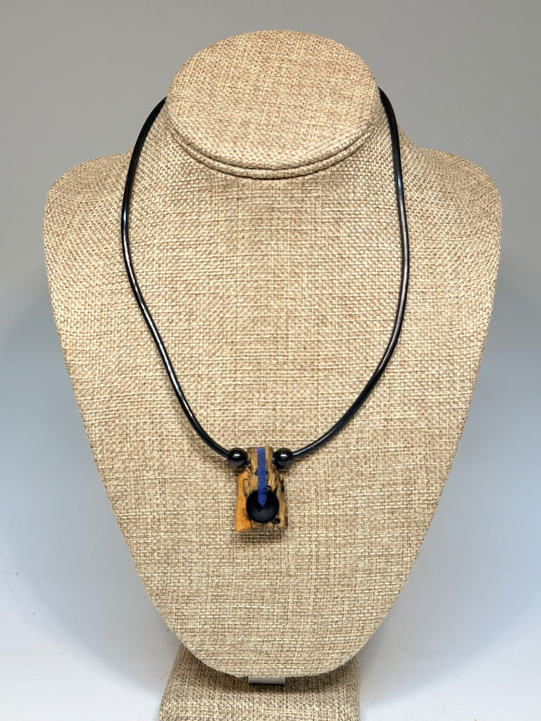 NEXUS MIXED MEDIA AND WOOD NECKLACE WITH STAINLESS STEEL CLOSURE - NL350