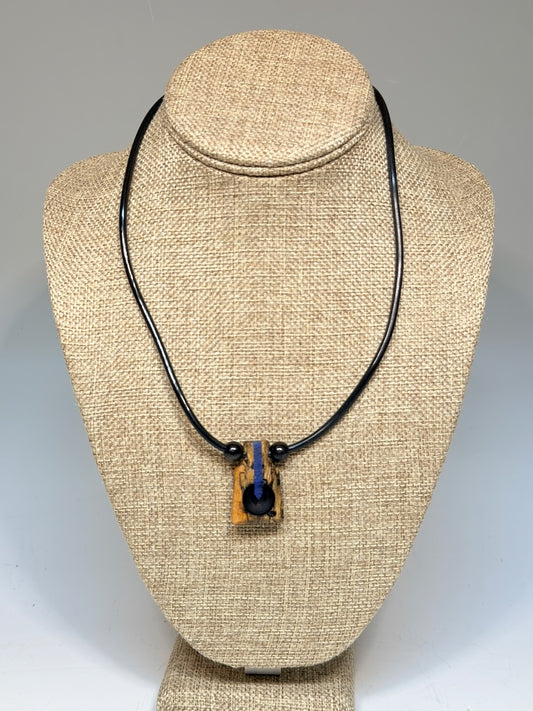 NEXUS MIXED MEDIA AND WOOD NECKLACE WITH STAINLESS STEEL CLOSURE - NL350