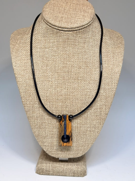 NEXUS MIXED MEDIA AND WOOD NECKLACE WITH STAINLESS STEEL CLOSURE - NL351