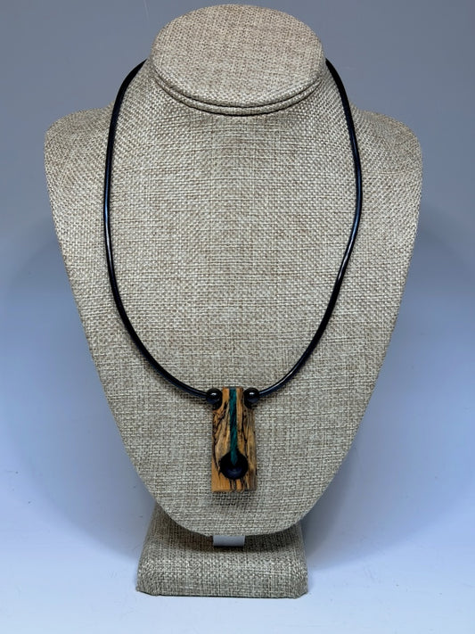 NEXUS MIXED MEDIA AND WOOD NECKLACE WITH STAINLESS STEEL CLOSURE - NL355)